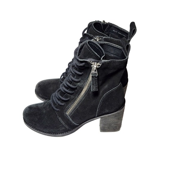 Dolce Vita Lela Black Suede Boot Size Women's Size 8.5 Double Zip - Picture 1 of 5